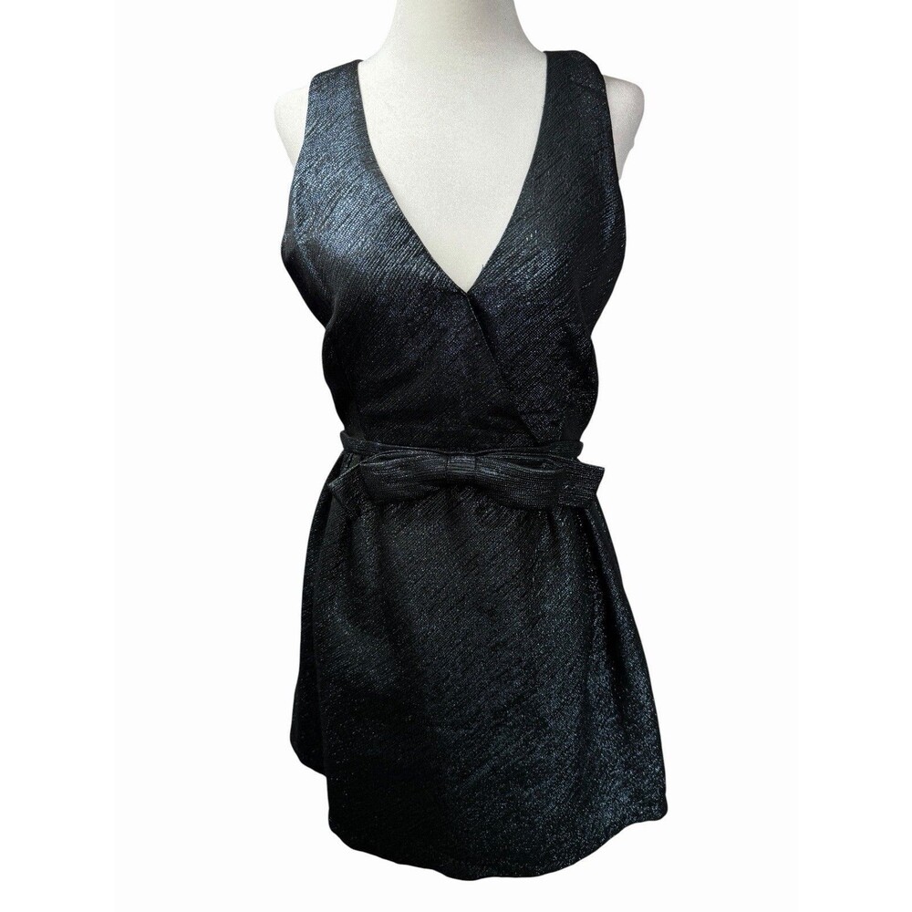 Parker Claudette Metallic Shimmer Fit & Flare Cocktail Dress - Size S Gunmetal - Picture 1 of 10